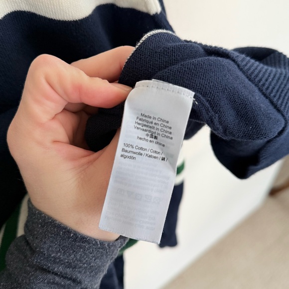 J.Crew Navy White and Green Striped Polo Rugby Sweater size XXL - Picture 5 of 6